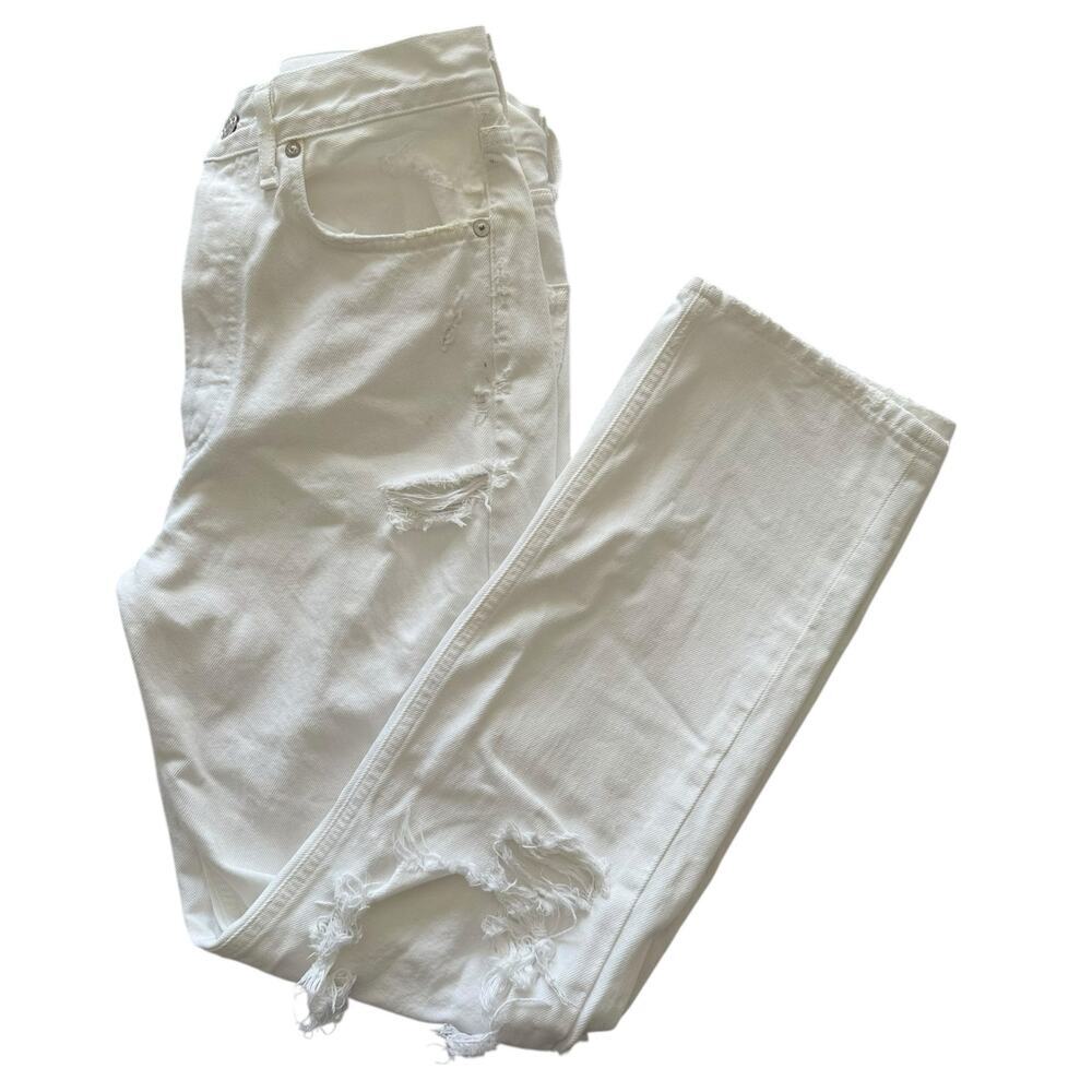 Agolde | white denim destroyed button fly jeans with marks | size 24 - Picture 1 of 8